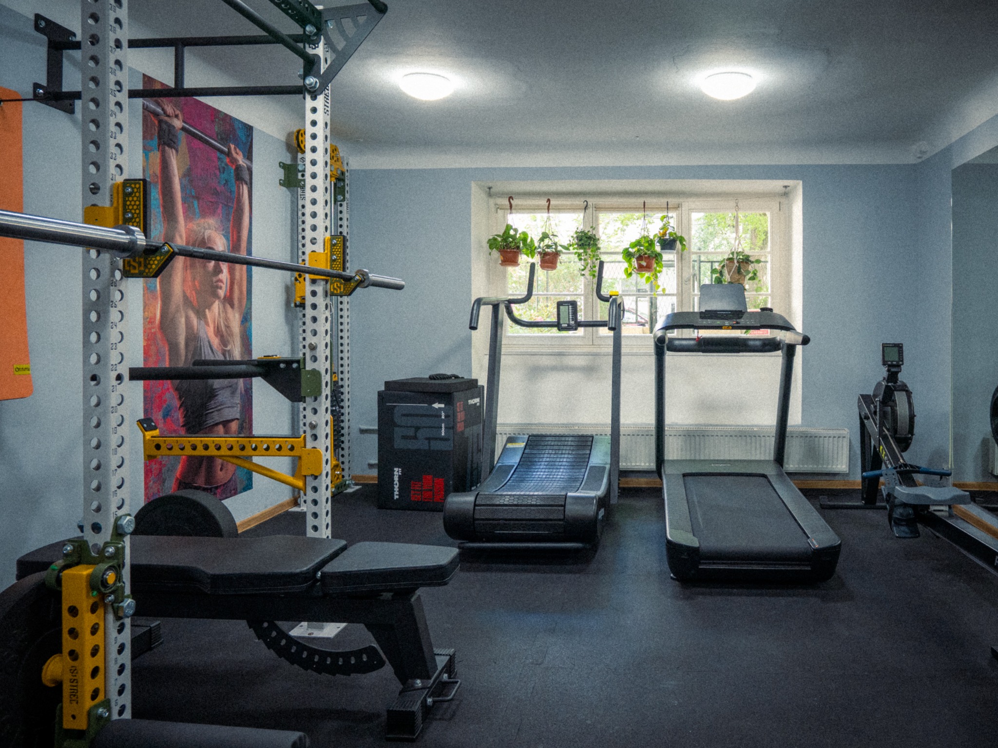 Strefa cardio w Studio Filtry z bieżniami, ergometrem i miejscem do spokojnego ruchu